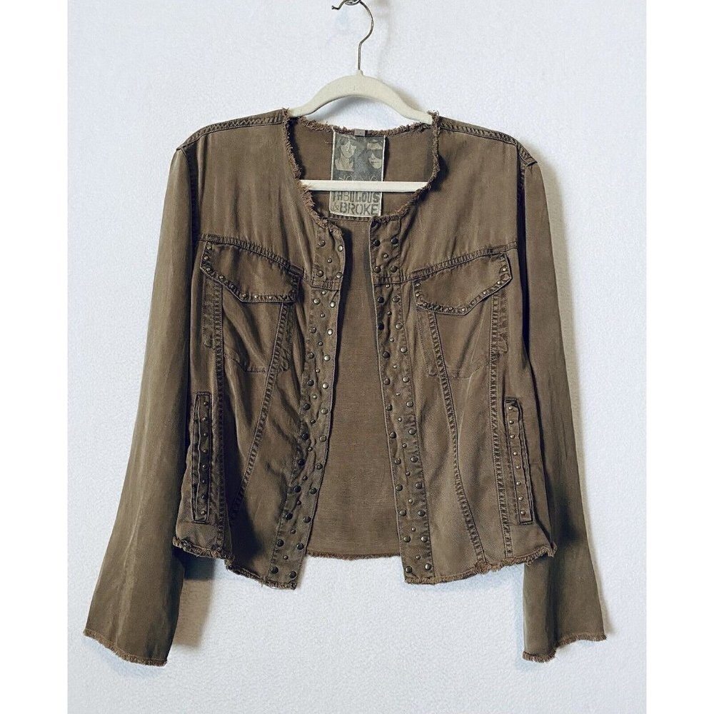 Young Fabulous and Broke Ryder Jacket Womens Medium Studded Open Front Boho - Picture 2 of 8
